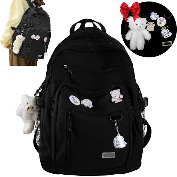 REDOM Schattige & Functionele Oxford Schoolrugzak met Badges – Perfect voor Meisjes van 6+