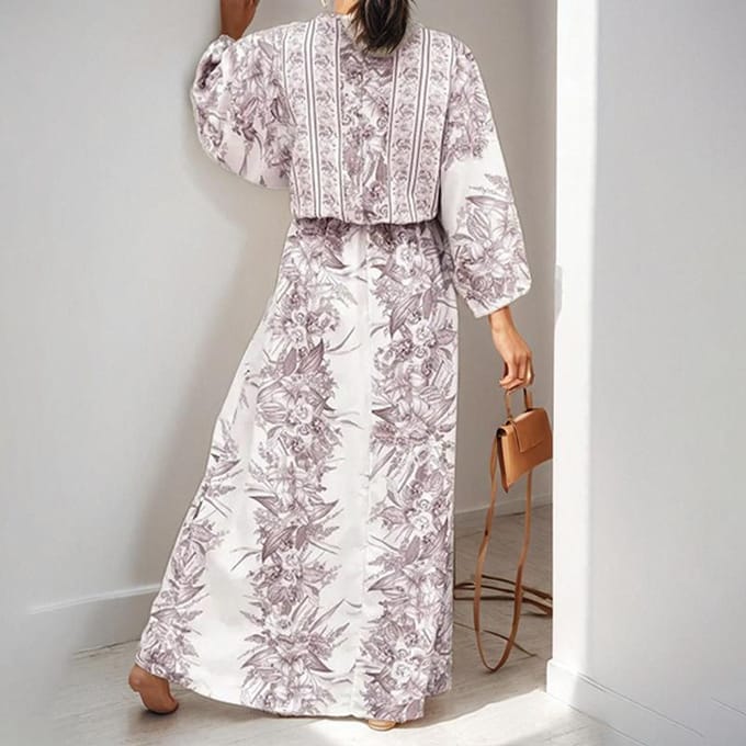 Lente Nieuwe Dames Retro Print Temperament Elegant V-hals Strappy Jurk M