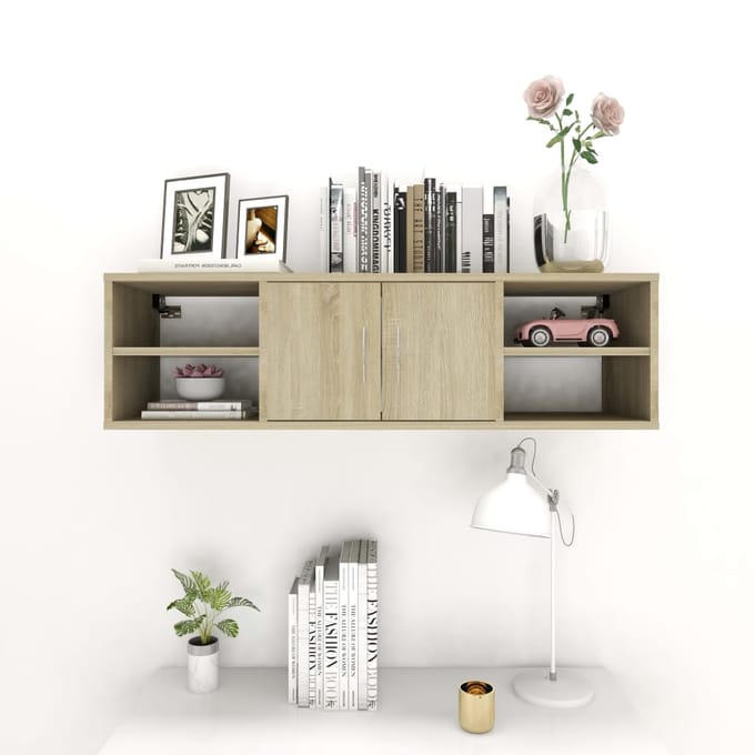 vidaXL - Wandschap - 102x30x29 - cm - bewerkt - hout - sonoma - eikenkleurig