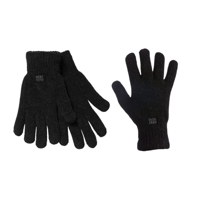 Heatkeeper - Gebreide thermo handschoenen dames - Chenille - Donker Grijs - One Size - 2-Paar