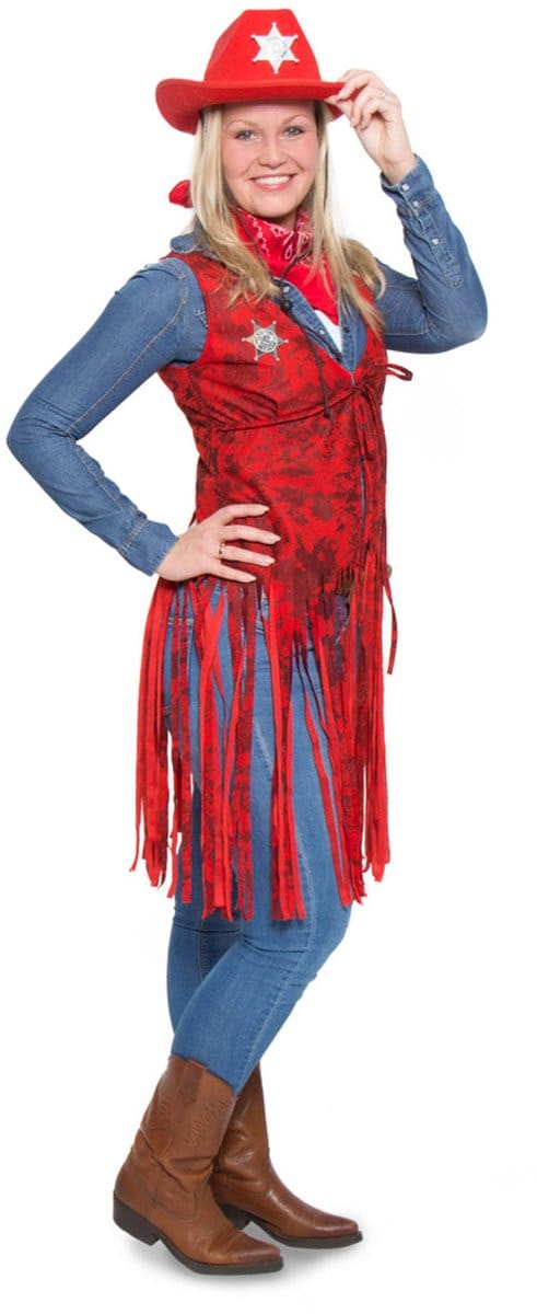 Folat - Cowboy Vest rood Vrouw S/M