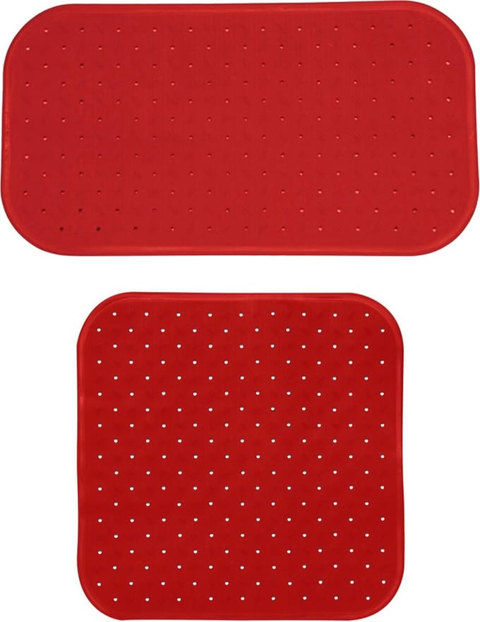 MSV Douche/bad anti-slip matten set badkamer - rubber - 2x stuks - terracotta - 2 formaten
