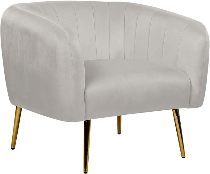 LACONIA - Fauteuil - Lichtgrijs - Fluweel