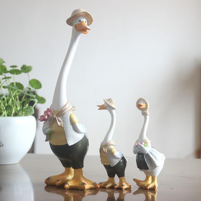 Cartoon Eend Tuindecoratie Hars Schattig Meerkleurig Weerbestendig Tuinornament gray
