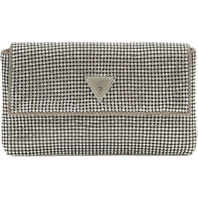 GUESS Avondtas Koppeling Zalina Mini Flap Clutch Silver Taupe