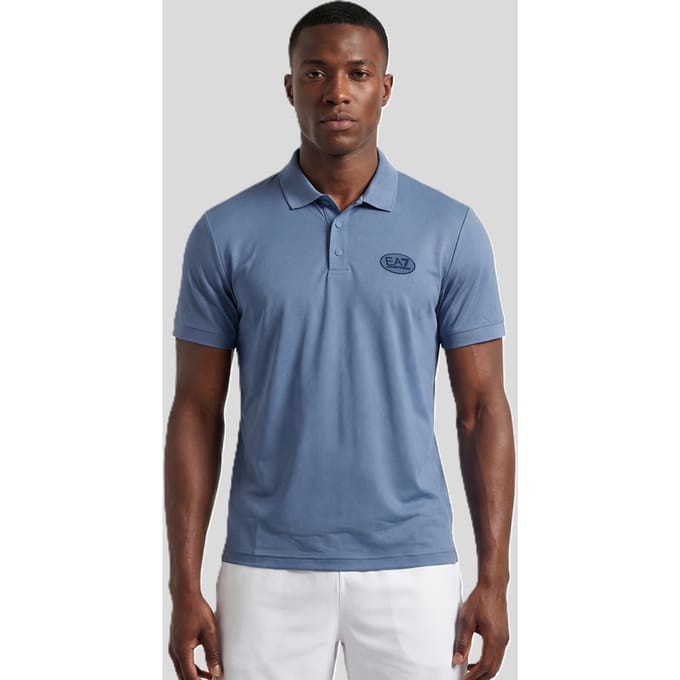 polo technische stof blauw man