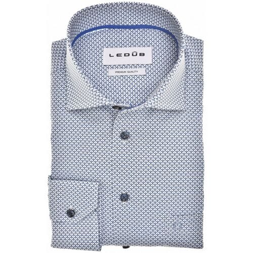 Ledûb Overhemd Fantasy Allover Mini Ovals Pattern Donker Blauw / male
