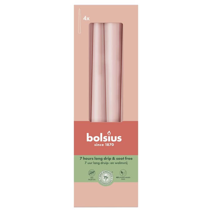 Bolsius - Gotische Kaarsen - 245/24 - Misty Pink - Doos van 4