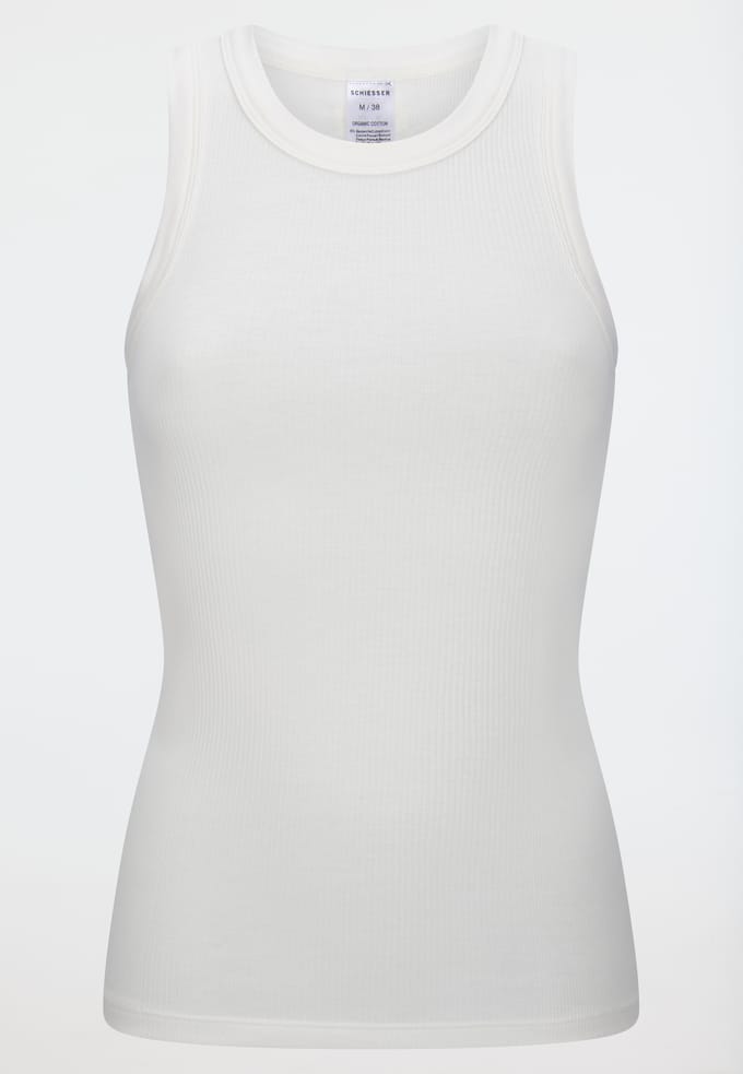 Topje met spaghettibandjes, fijnrib, off-white - Revival Paula 36