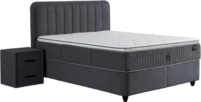 BSS Bedding Leobedd- Boxspring - Boxspring met Opbergruimte - 140x200 - Donker Grijs
