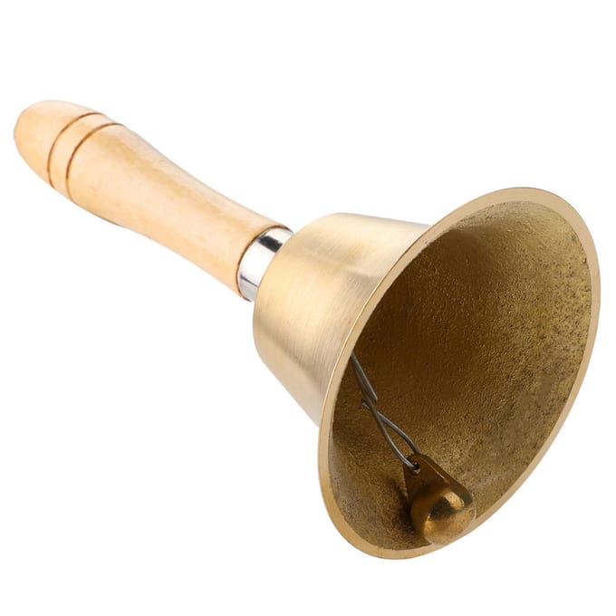 8CM Multifunctionele Handbel Handbel met Houten Handvat voor Schoolkinderen Speelgoed beige