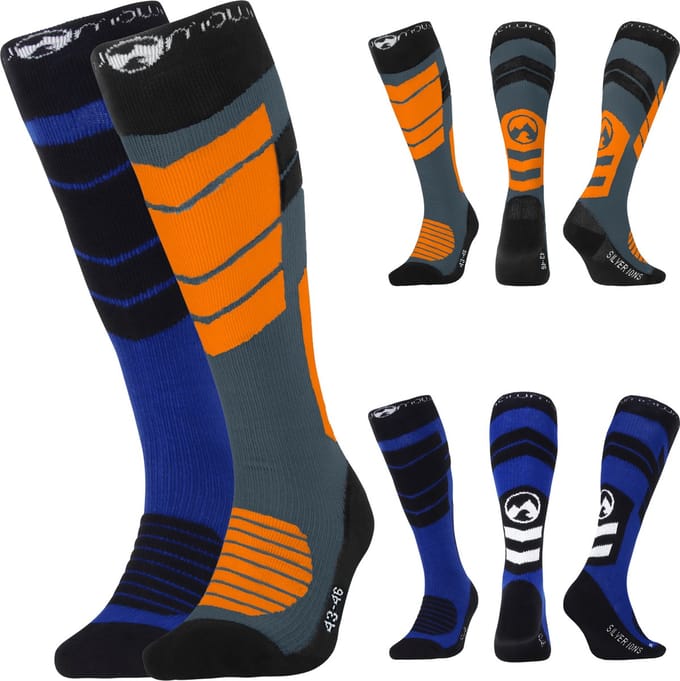 MowMow Skisokken 2-PACK - Zilverionen - Antibacterieel - Heren - Dames - Maat 43-46