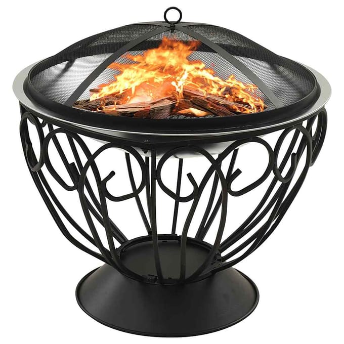 vidaXL - Vuurschaal - en - barbecue - 2-in-1 - met - pook - 59x59x60 - cm - rvs