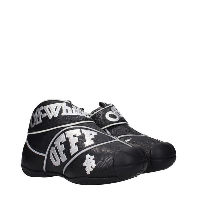 Off-White Zwarte Leren Hoge Sneakers