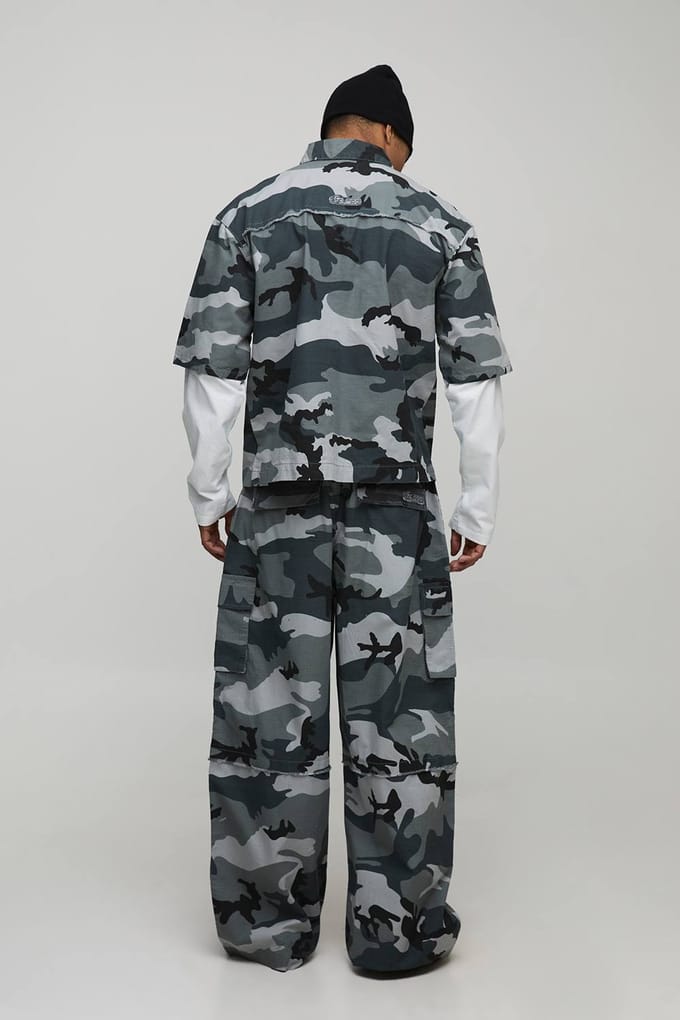 Extreme Parachute Ripstop Camo Cargo Trouser | Grey | Size Small