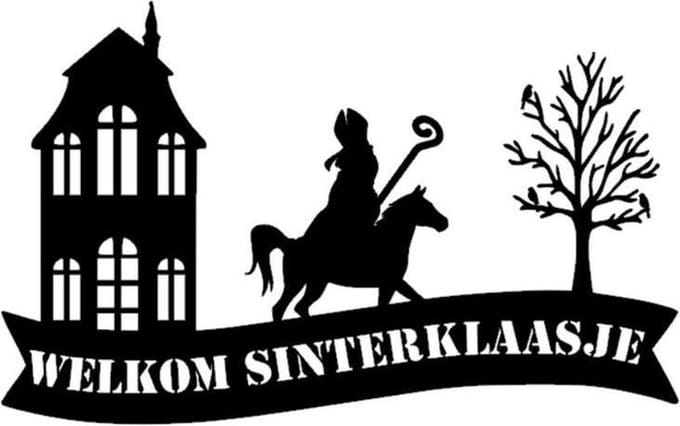 Raamsticker welkom sinterklaasje herbruikbaar 48 x 30 cm zwart | Rosami