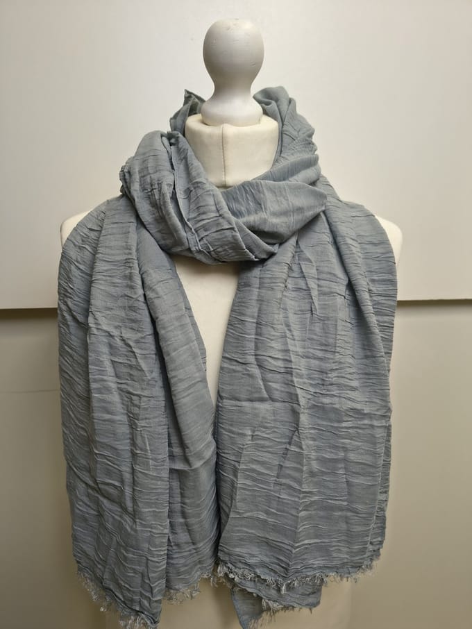 Lange dames sjaal Marjon-effen grijs blauw