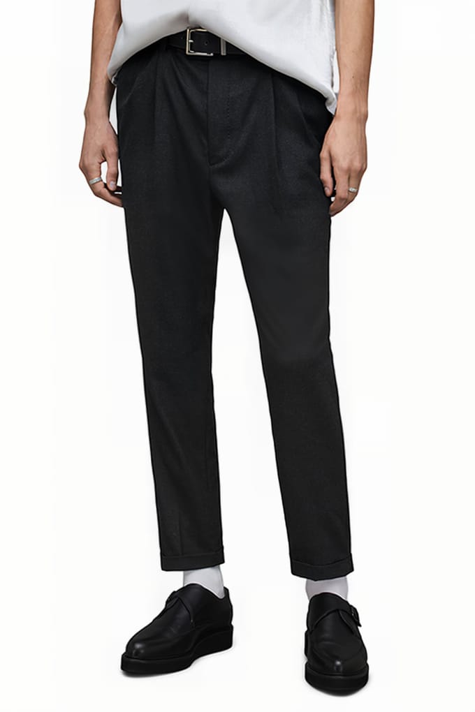 AllSaints Leigh Trouser Charcoal Grey Größe: W36 | Maßgeschneiderte Hosen Outlet | Herren | Schwarz