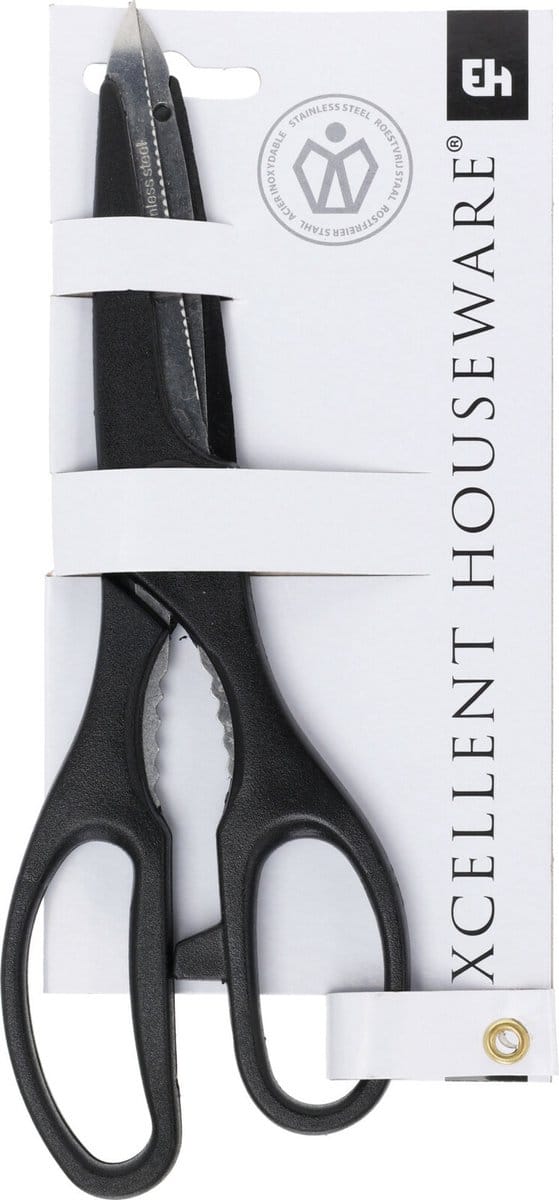 Excellent Houseware Huishoud/keuken schaar - multifunctioneel - zwart - RVS