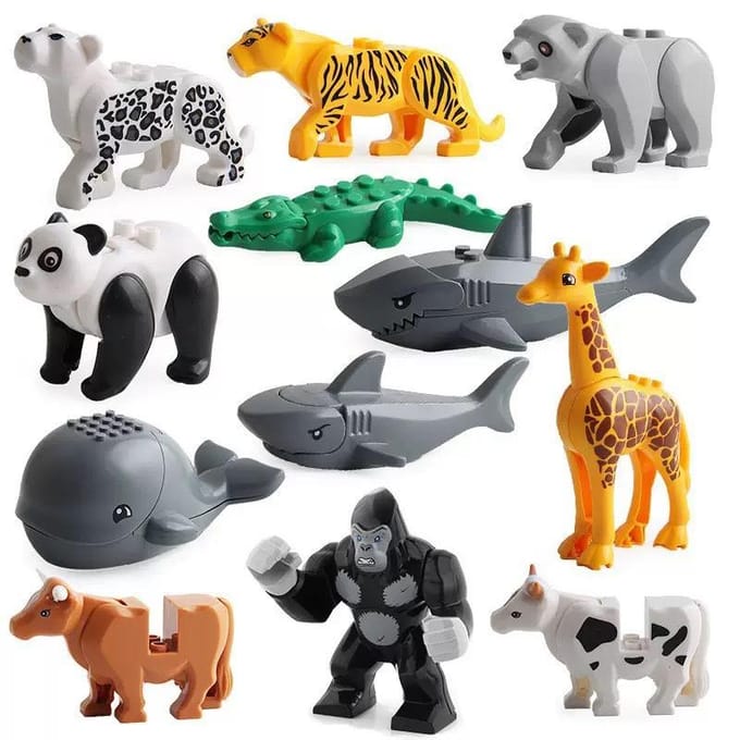 12 pièces MOC Modèle Animal Crocodile Blocs de Construction - Jouets de Briques Éducatifs pour Enfants black