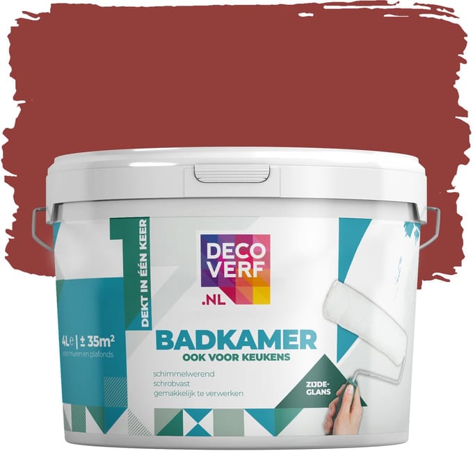 Decoverf badkamerverf robijn rood, 4L