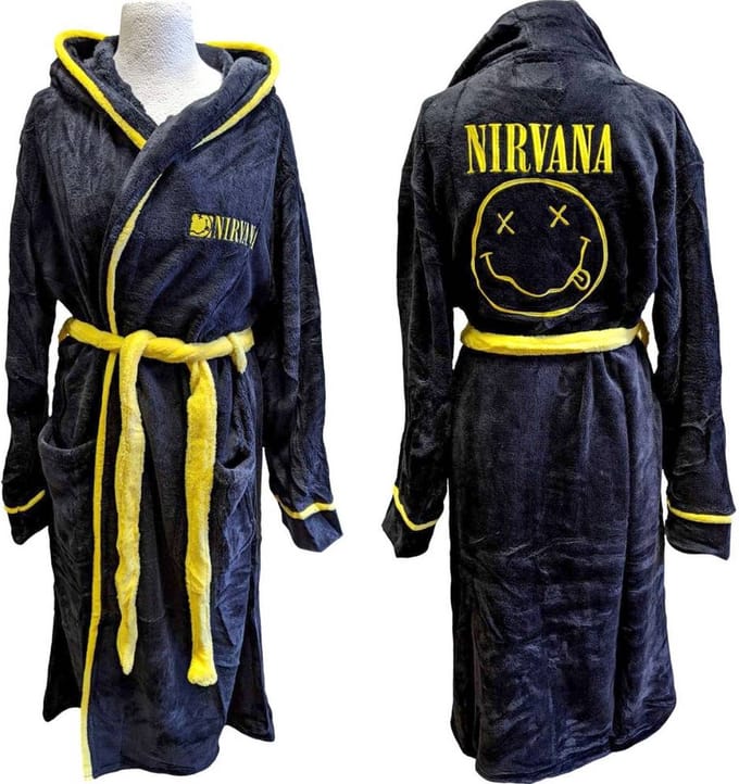 Nirvana - Yellow Happy Face Badjas - M/L - Zwart