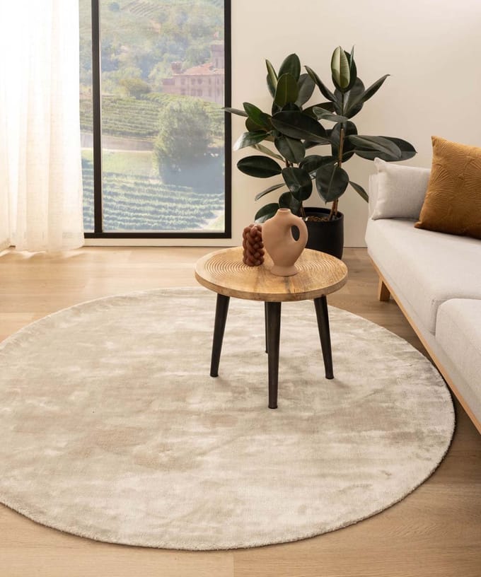 Viscose vloerkleed rond - Pearl ivoor 100