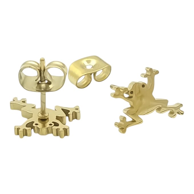 Kikker oorbellen - Premium gold-plated staal - 9 x 11 mm