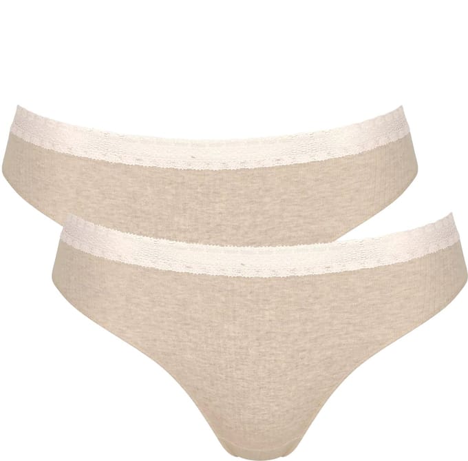 Sloggi Women GO Ribbed R Tai (2-pack) - dames slip - beige melange
