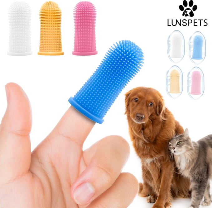 Lunspets - Tandenborstel voor Hond en Kat - Multicolor - Set van 4 - Inclusief 4 Opbergdozen