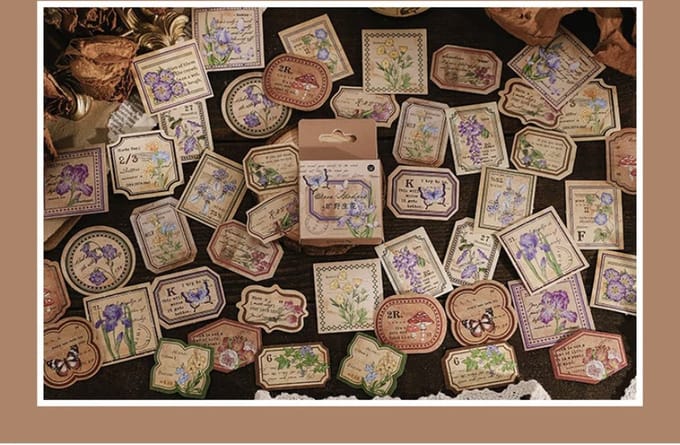 Bulletjournal stickers - Vintage Script Nature - 46 stuks - Washi - Vlinders - Labels - Scrapbooking