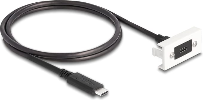 Delock Easy 45 Module SuperSpeed USB 10 Gbps (USB 3.2 Gen 2) USB Type-C™ female to USB Type-C™ male with pigtail, 22,5 x 45 mm