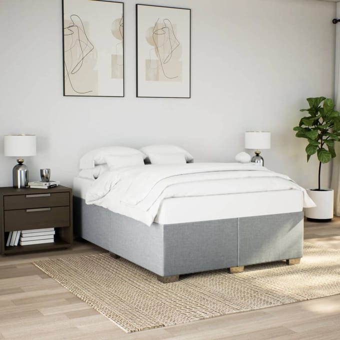 vidaXL - Bedframe - zonder - matras - stof - lichtgrijs - 140x200 - cm
