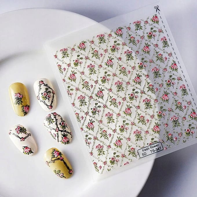 Frezarkowo - 3D Nagelstickers - Zelfklevend - Bloemen