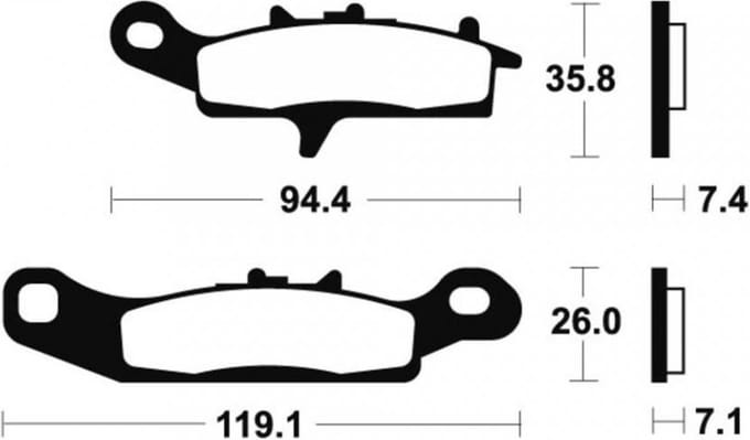 remblok rechts voor kawasaki 650 kvf quad 2001 tot 2003 bendix mo298