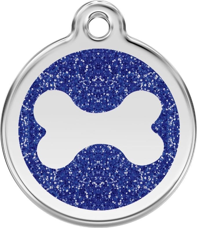 Red Dingo hondenpenning 38 mm bot glitter donkerblauw