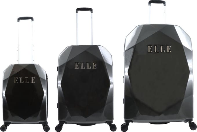 ELLE Diamond Harde Kofferset 3-delig - S/M/L - Antraciet - Antraciet / Set