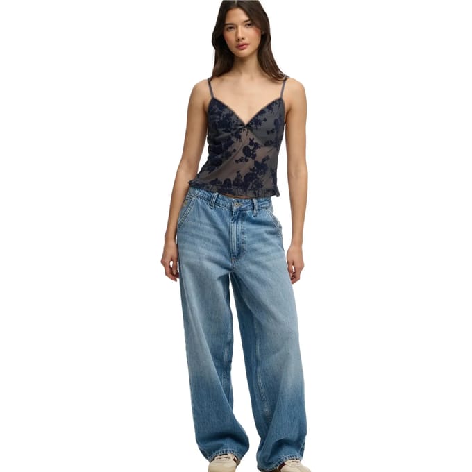 Vrouwelijke mesh tanktop met flockprint Superdry
