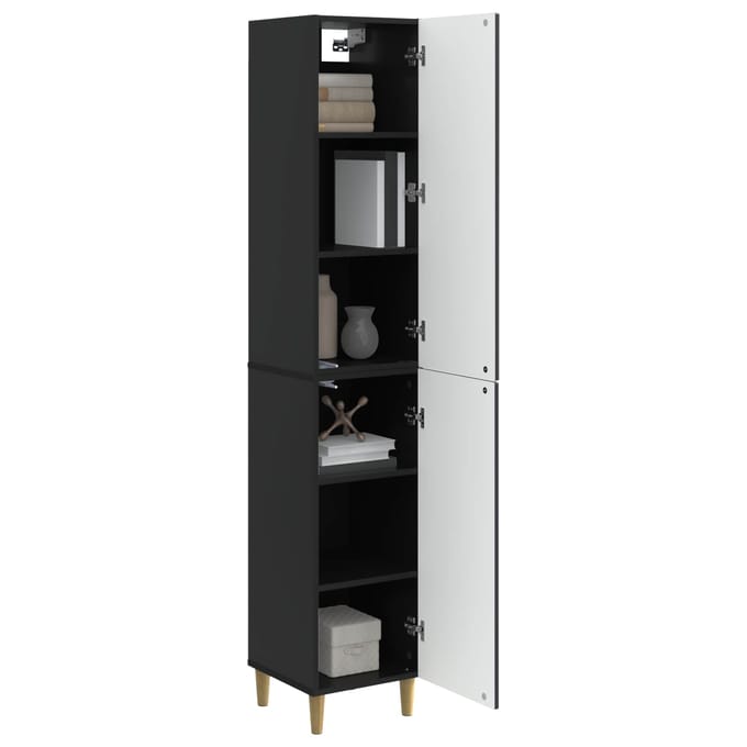 vidaXL - Kast - Set - 2 - st - Zwart - Bewerkt - hout
