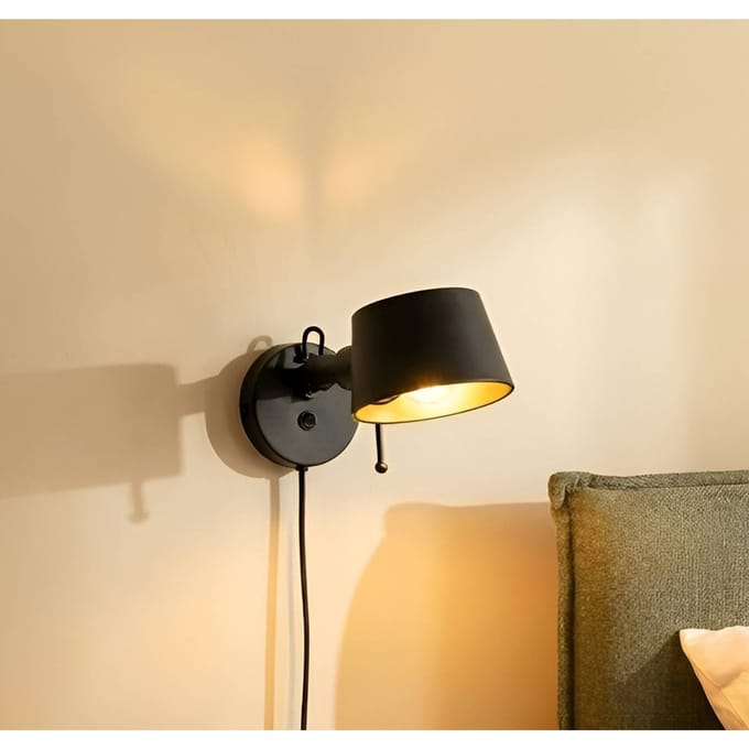 Lucande - wandlamp - 1licht - metaal - H: 14 cm - E27 - zwart, goud