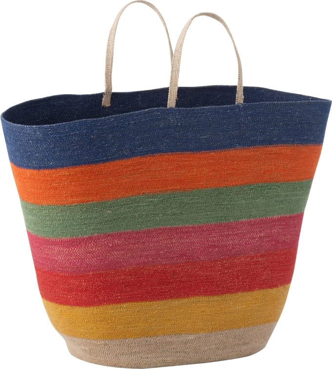 J-Line tas/mand Regenboog Strepen - zeegras - mix