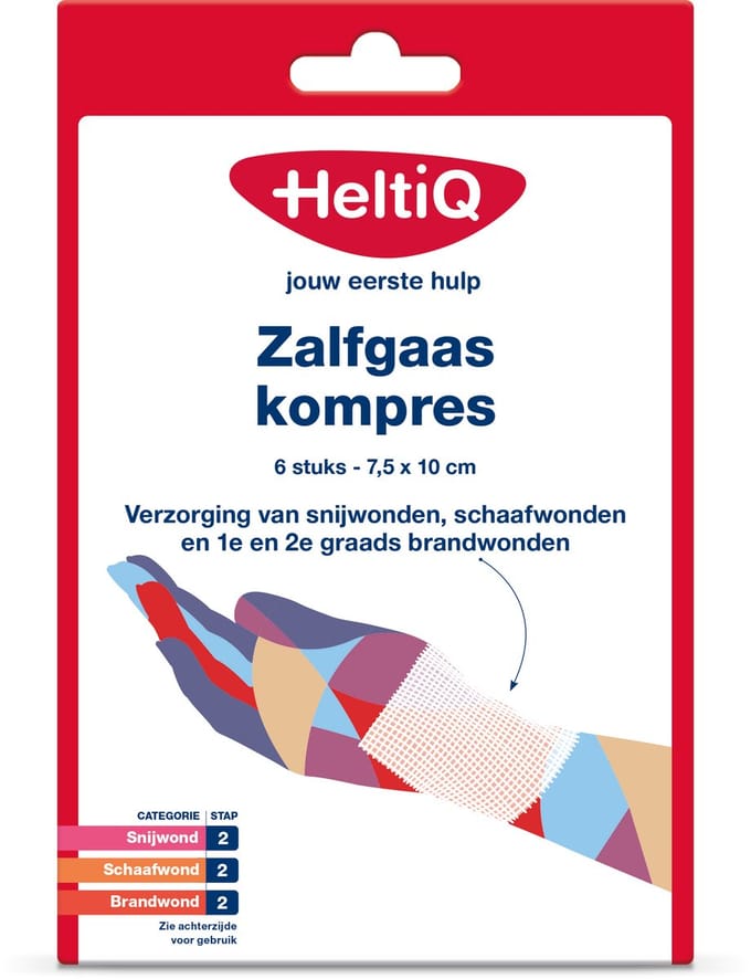 HeltiQ Zalfgaaskompres 7,5cm x 10cm - 6 stuks