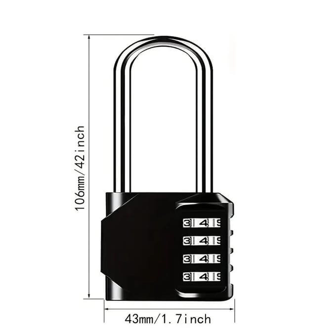 Hangslot met cijfercode - 4 cijfers - Zwart - 106mm
