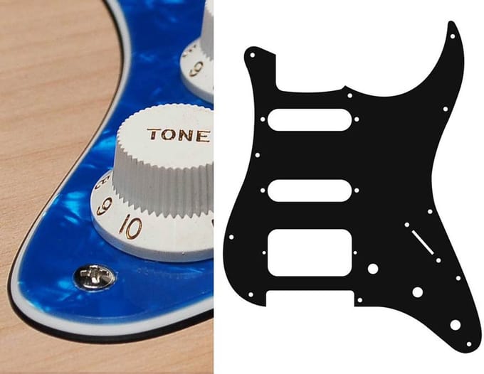 Boston ST-323-PBU pickguard, Stallion, SSH, 3 pot holes, 3-5 switch, 3 ply, pearl blue