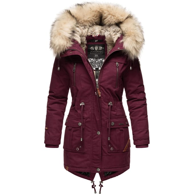 Navahoo Premium Dames Winterjas Honigfee – Warme Parka met Afneembare Kunstbontkraag