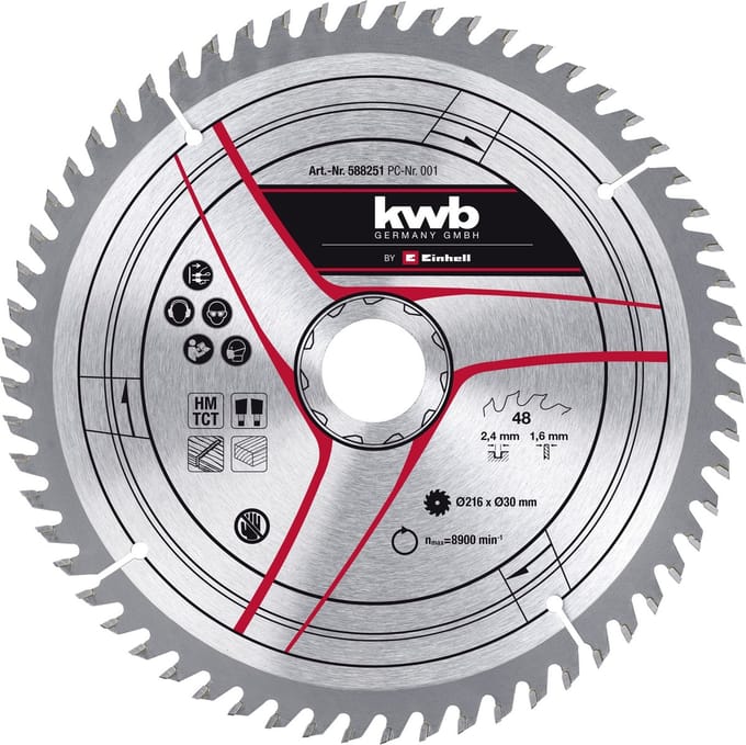 Einhell Cirkelzaagblad Hout Kwb60t - 216mm - 60t - Hardmetaal