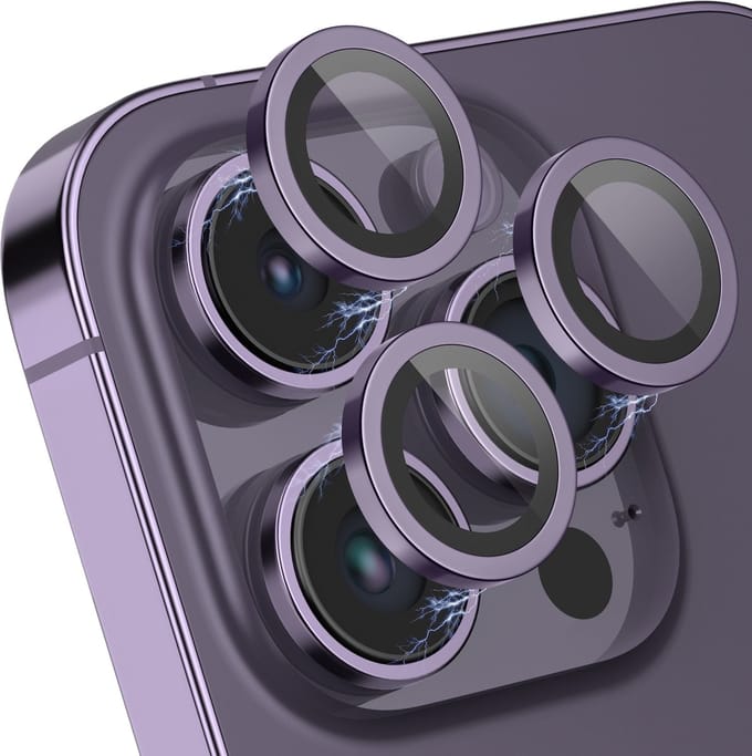 Camera Lens Screen Protector geschikt voor iPhone 14 Pro / 14 Pro Max Camera Lens Screen Protector - Screenprotector - Dieppaars - Camera Protector geschikt voor iPhone 14 Pro / iPhone 14 Pro Max - Gehard Glas