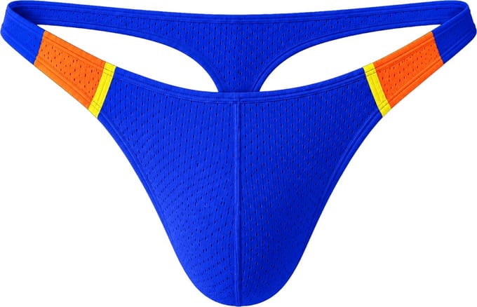 Barcode Berlin Thong RONAK Blue-Orange-Neongreen - MAAT S - Heren Ondergoed - String voor Man - Mannen Thong