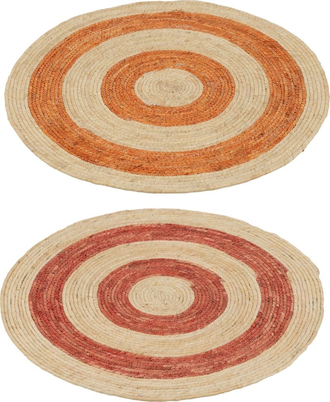 J-Line tapijt Rond Cirkels - maïs - oranje/rood - medium - 2 stuks