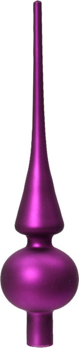Decoris Kerst piek - paars - 26 cm - glas - mat - kerstboompiek